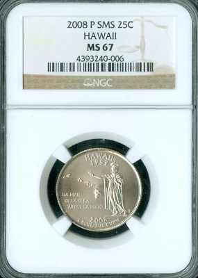 2008 P HAWAII QUARTER NGC MS67 SMS  * - Image 1 of 2
