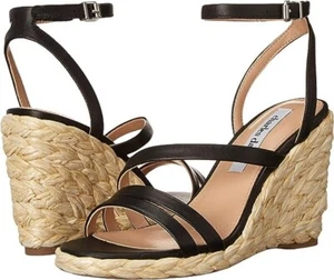 charles david RYLEE 7.5 WOMENS PLATFORM WEDGE BRAIDED STRAW HIGH HEELS SHOES - Picture 1 of 15