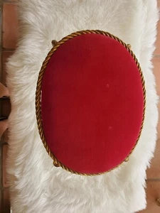 Vintage Italian Gold Gilt Metal Rope Tassel Red Baroque Stool - Picture 1 of 22