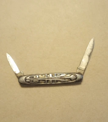 Vintage Pre 1950 Hugalt Works Germany 2 Blade Pocket Knife Metal Clamshell - Image 1 of 4