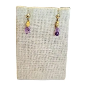 Natural Purple Amethyst Crystal Dangle Post Earrings Purple Healing Spiritual - Picture 1 of 6