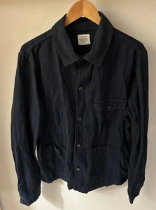 HOME WORK navy blue JACKET Overshirt XL field chore MEN'S button up twill USA - Picture 1 of 14