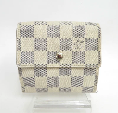Auténtica billetera de cuero Elise de Louis Vuitton Damier Azur Portefeiulle F#48228 Foto 1 de 4