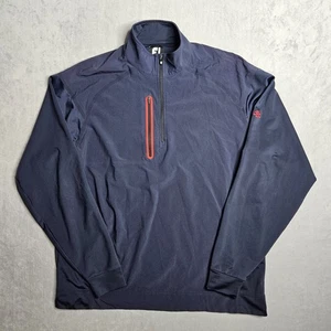 FootJoy Jacket Mens Large Navy Blue Wind Tech Pullover 1/4 Zip Golf Stretch Logo - Picture 1 of 12