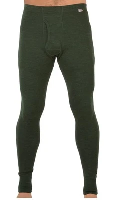 New MERIWOOL Mens Base Layer 100% Merino Wool Thermal Pants Large Army Green