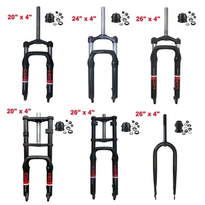 CDH 4.0" Fat Tire Bike Fork 20" / 26" Suspension Bicycle Fork & Headset - E-Bike - Image 1 of 4