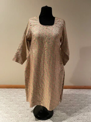 Damas Dorado Rosa y Verde Largo Paquistaní Vestido Camisa Talla S Foto 1 de 3