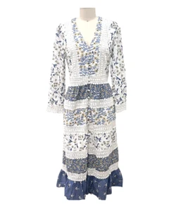 NEW Anthropologie Roberta Midi Dress Size 12 Blue Floral Bohemian - Picture 1 of 10