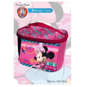 MINNIE borsetta beauty portaoggetti in tessuto con zip fucsia e rosso 25x18x11cm - Foto 1 di 1