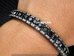 7 Ct Black & White Round Diamond Men Tennis Bracelet 925 Sterling Silver 7.25'' - Picture 1 of 6