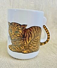 Vintage Ginger Cat Kitten Mug Tail Handle Angry Mad Face Japan 1970s Retro 4"