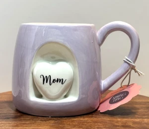 Boston Warehouse Spring Fling Mom Heart Lavender White Ceramic Coffee Tea Mug - Picture 1 of 10