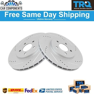 Par de rotor de freno delantero ranurado perforado TRQ con recubrimiento en G para Ford Mustang 1994-2004 Foto 1 de 4