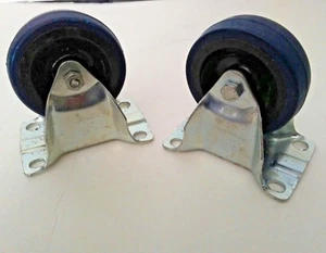 Ruote a due piastre 3" x 7/8" blu fisse 75 x 22 ruote in gomma - Foto 1 di 6