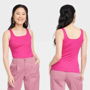 XL - Womens Slim Fit Square Neck Tank Top - A New Day - Rose Pink - Picture 1 of 7