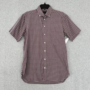 Rag & Bone Mens Button Up Shirt Short Sleeve Red White Blue Plaid Preppy 15 1/2 - Picture 1 of 20