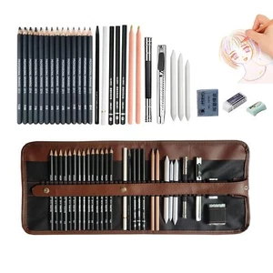 30pcs Drawing Pencils Set Graphite 12B-6H Charcoal Rainbow Art Supplies - Picture 1 of 6
