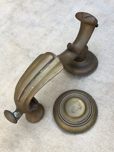 Antique Salvaged Large Aged Brass Victorian Doctors Door Knocker & Strike Plate