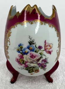 ANTIQUE LIMOGES D’Art Tirage Reserve RED/GOLD ACCENTS FOOTED CRACKED EGG CUP - Picture 1 of 9