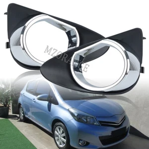 2PCS Front Fog Light Cover Bezel Black+Chrome Plastic For Toyota Yaris 2012-2014 - Picture 1 of 12