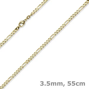 3,5mm Collar Recubrimiento de Diamante Cadena Figaro 585 Oro Amarillo - Imagen 1 de 2