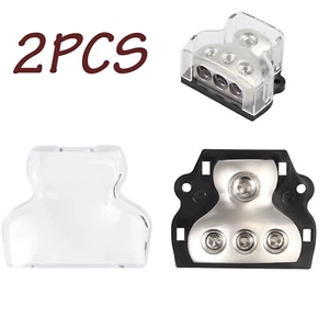 2Pcs 3 Way Power Distributor Block Car Audio Splitter 3*4 Gauge Out 1*0 Gauge in - Picture 1 of 12