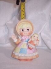 New ListingHomco Home Interiors Girl Figurine Holding Her Doll #1403 Bonnet Patchwork Apron