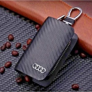 Estuche de fibra de carbono para llaves de coche bolsa para Audi con logotipo - Soporte remoto inteligente - Imagen 1 de 4