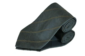 Hugo Boss Tie Gray & Brown Striped Woven Silk Necktie 56 x 3.5 in. - Picture 1 of 3
