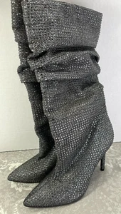 Jessica Simpson Layzer 9.5 Pewter Slouch Crystal Boots Women’s Stilleto 9 1/2 - Picture 1 of 12