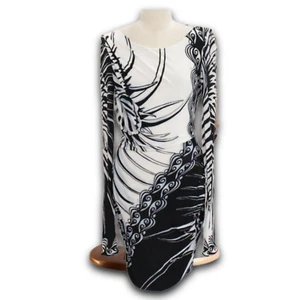 Abito EMILIO PUCCI S tubino aderente nero bianco stampa rayon foderato US6 - Foto 1 di 11