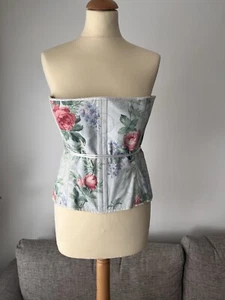 Bridgerton Style Hand Made Victorian Floral Fully Boned Cotton Corset in Size 14 - Picture 1 of 21