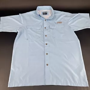 Bimini Bay Outfitters MENS Light Blue Short Sleeve Button Up Fishing Shirt M - Picture 1 of 24