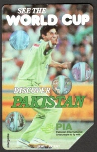 Pakistan CRICKET PHONECARD by PIA See The World Cup - Picture 1 of 2
