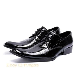 Zapatos Oxford de negocios formales de cuero real con estilo de fiesta punta puntiaguda para hombre - Imagen 1 de 16