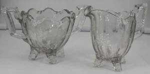 Vintage Pressed Engraved Glass Cream Sugar Set of 2 - Imagen 1 de 4