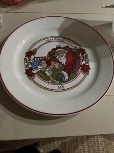 2 Vintage 1990 1991 Corning Corelle 20th Anniversary Weihnachtsteller Happy Holiday  - Bild 1 von 2