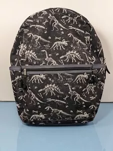 Dinosaur Fossil Overall Print Backpack Laptop Padded Reflective Black 16 x 12 - Picture 1 of 18