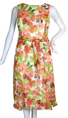 VESTIDO SLVLSS FLORAL NARANJA ETIQUETA NEGRA de EVAN PICONE~NUEVO CON ETIQUETAS $89~FeMiNiNE TALLA:14 Foto 1 de 4
