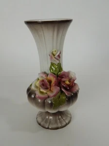 Bassano Porcelain Vase 3D Raised Flowers Multicolored 9.5" - Picture 1 of 7