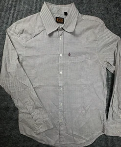 Volcom Shirt Mens Medium Gray Plaid Workwear Long Sleeve Button Front Logo - Picture 1 of 9