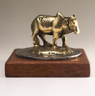Vintage Miniature Brass Indian Zebu Cow, Sahiwal Cast Brass Vintage Figurine