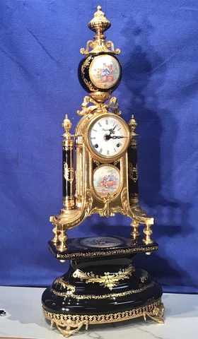 FRANZ HERMLE & LIMOGE Gold plated Italy Strike clock ,Germany Movement.2 Bell Cover