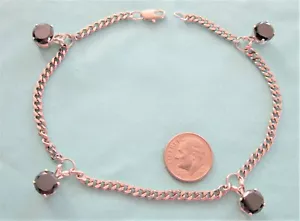 7.60ct 14K 4 Dia's REAL NATURAL BLACK DIAMOND ANKLET, 9.5,CERTIFICATE,DIA TESTER - Picture 1 of 12