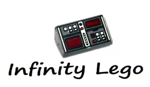 6 LEGO Dark Grey Printed Slope 1 x 2 Gauges and Two Red Screen (26823 85984) - Foto 1 di 2