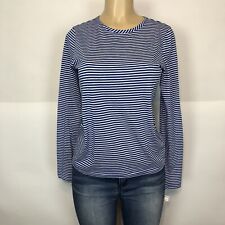 For Cynthia Blue White knit Tee Shirt Womens Size M Casual Cotton Pullover Top .