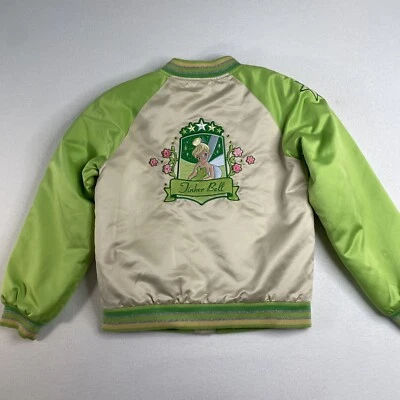 Disney Store больших девочек большой Динь-Динь атласный бомбардировщик зеленый куртка вышивка - Изображение 1 из 4