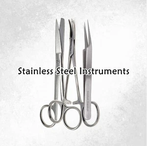 Set of 3 Surgical Tweezers + Operating Scissors + Hemostat Forceps Stainless CE - Picture 1 of 4