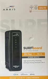 Arris SURFboard SBG10 DOCSIS 3.0 Cable Modem & AC1600 Dual Band Wi-Fi Router - Picture 1 of 2