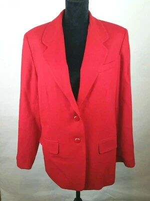 Vtg Worthington Womens Medium Blazer 100% Wool Red Holiday Festive  - Image 1 of 4